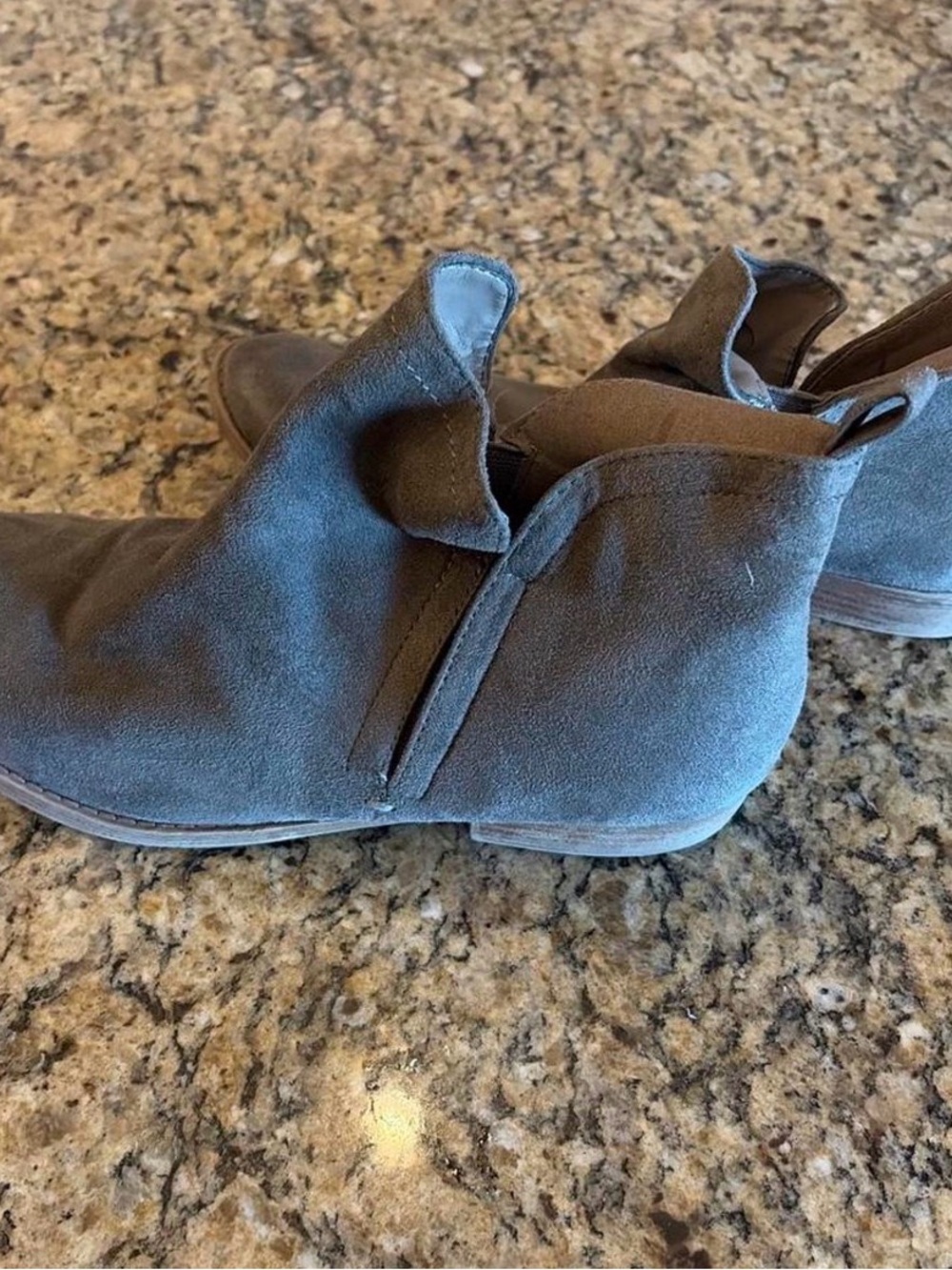 Women's Suede Ankle Bootie in Charcoal Gray